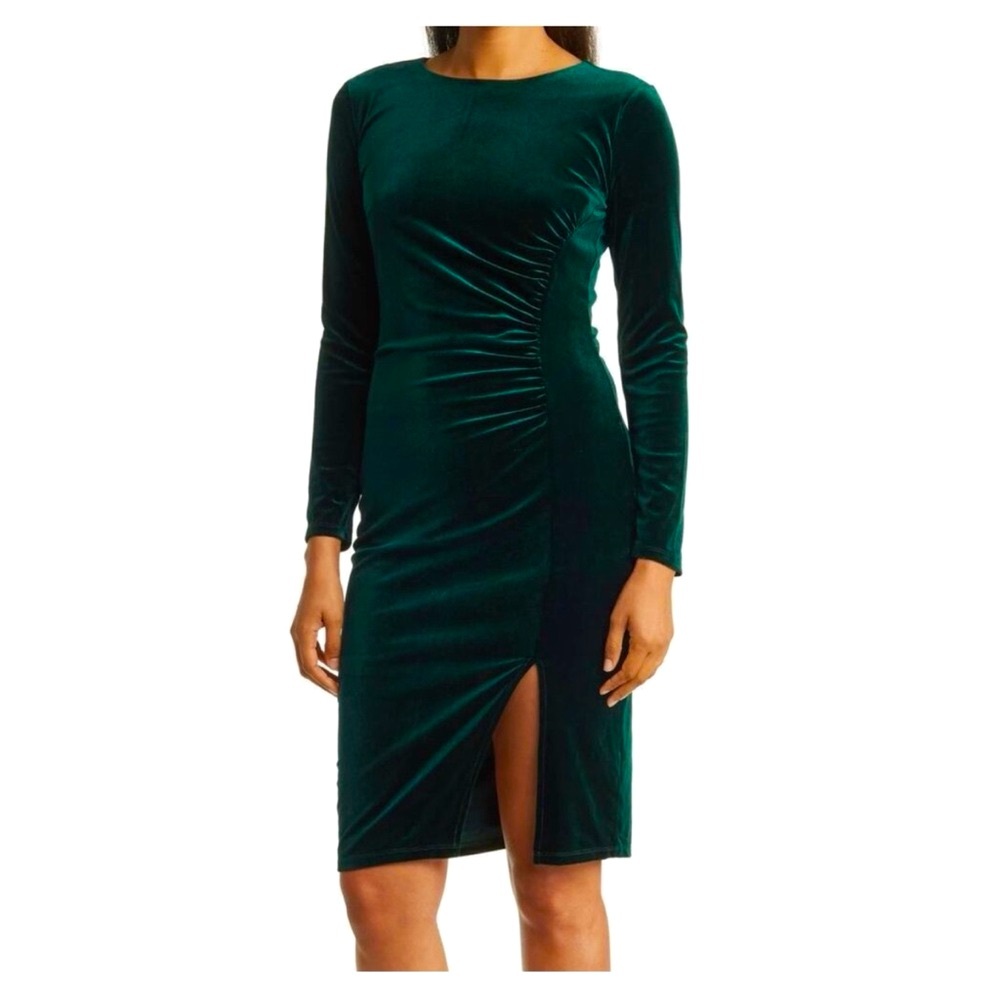 Love By Design Isla Velvet Dress In Emerald (Size: L)